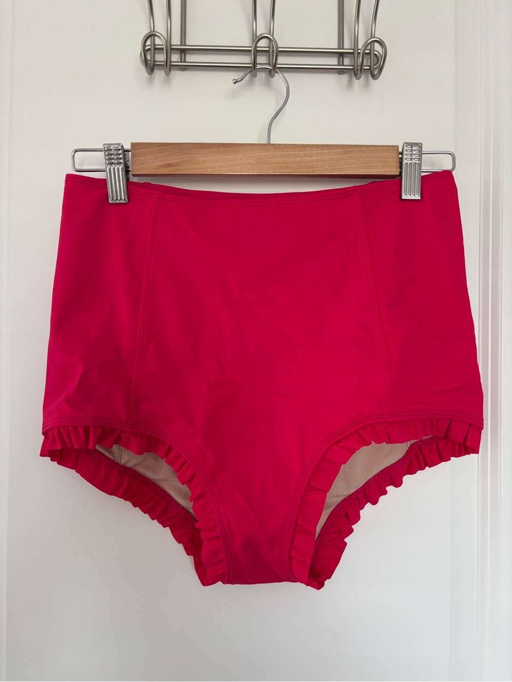 Kortni Jeane Hot Pink High-Waisted Bikini Bottoms with Ruffle Trim